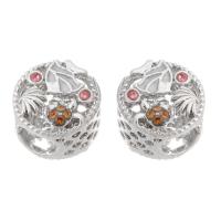 Zinc Alloy Large Hole Beads, Round, silver color plated, DIY & with rhinestone, silver color Approx 5mm 