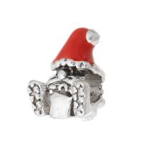 Zinc Alloy Large Hole Beads, Christmas Hat, silver color plated, DIY & enamel, silver color Approx 4mm 