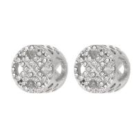 Zinc Alloy Large Hole Beads, Round, silver color plated, DIY & with rhinestone, silver color Approx 6mm 