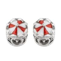 Zinc Alloy Large Hole Beads, Carousel, silver color plated, DIY & enamel & with rhinestone, silver color Approx 5mm 