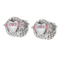 Zinc Alloy Large Hole Beads, Heart, silver color plated, DIY & enamel & with rhinestone, silver color Approx 5mm 