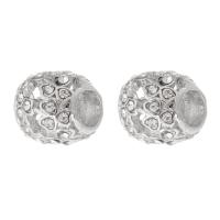 Zinc Alloy Large Hole Beads, silver color plated, DIY & with rhinestone, silver color Approx 5mm 