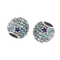 Zinc Alloy Large Hole Beads, Star, silver color plated, DIY & enamel & with rhinestone, mixed colors Approx 5mm 