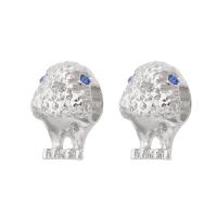 Zinc Alloy Large Hole Beads, Owl, silver color plated, DIY & with rhinestone, silver color Approx 4mm 