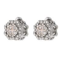 Zinc Alloy Large Hole Beads, Four Leaf Clover, silver color plated, DIY & with rhinestone, silver color Approx 5mm 