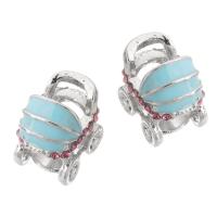Zinc Alloy Large Hole Beads, silver color plated, DIY & enamel & with rhinestone, light blue Approx 5mm 