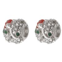 Zinc Alloy Large Hole Beads, Round, silver color plated, DIY & enamel & with rhinestone, silver color Approx 4.5mm 