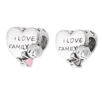 Zinc Alloy Large Hole Beads, Heart, silver color plated, DIY & enamel Approx 5mm 