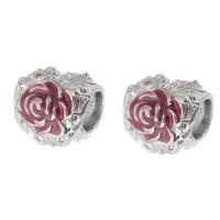 Zinc Alloy Large Hole Beads, Flower, silver color plated, DIY & enamel, silver color Approx 5mm 