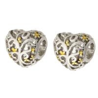Zinc Alloy Large Hole Beads, Heart, silver color plated, DIY & enamel, silver color Approx 5mm 