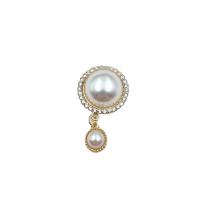 Zinc Alloy Hair Accessories DIY Findings, with Plastic Pearl, Dome, gold color plated, with rhinestone, white 
