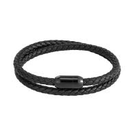 Leatheroid Cord Bracelets, Leather, with 316L Stainless Steel, braided bracelet & for man 410mm 
