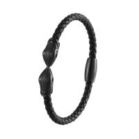 Leather Bracelet, with 316L Stainless Steel, plated, braided bracelet & for man 215mm 