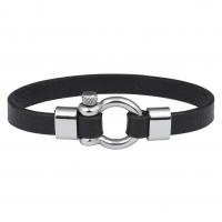Microfiber PU Bracelet, with 316L Stainless Steel, plated & for man 