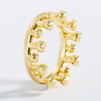 Brass Cuff Finger Ring, with Plastic Pearl, 18K gold plated, Adjustable & micro pave cubic zirconia & for woman, 20mm 