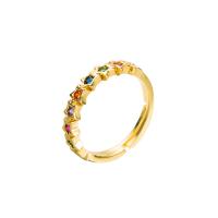 Brass Open Finger Ring, gold color plated, Adjustable & micro pave cubic zirconia & for woman, 20mm 