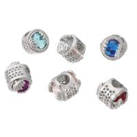 Zinc Alloy Large Hole Beads, with Crystal, Round, silver color plated, DIY Approx 5mm 
