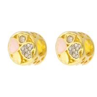 Zinc Alloy Large Hole Beads, Round, gold color plated, DIY & enamel & with rhinestone, golden Approx 5mm 