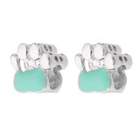Zinc Alloy Large Hole Beads, Claw, silver color plated, DIY & enamel, green Approx 5mm 