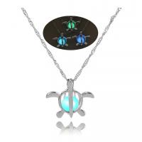 Luminated Necklace, Zinc Alloy, with Night-Light Stone, Turtle, platinum color plated, for woman & hollow Approx 17.7 Inch 