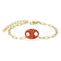 Enamel Brass Bracelets, with 1.97 extender chain, gold color plated, for woman .7 Inch 