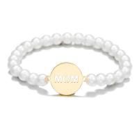 Plastic Pearl Bracelets, with Brass, Round, gold color plated, for woman, golden, 20mm .7 Inch 