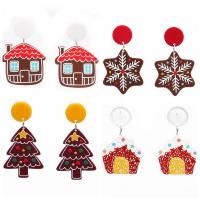 Рождество Серьги, Акрил, плакирован серебром, разные стили для выбора & Женский, разноцветный, продается Пара