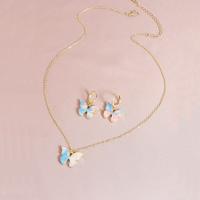 Zinc Alloy Necklace, with Plastic, Butterfly, gold color plated & for woman 