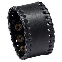 Synthetic Leather Bracelet, with Cowhide & Iron, Round, fashion jewelry & for man 40mm .8 cm 