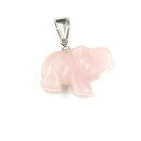 Rose Quartz Pendant, Elephant, Unisex, pink 