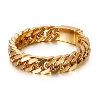316L Stainless Steel Bracelet, fashion jewelry & for man, golden, 15mm Approx 8.66 Inch 