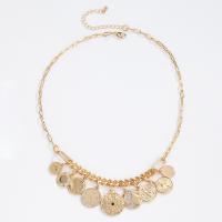 Rhinestone Zinc Alloy Necklace, gold color plated, fashion jewelry & for woman & with rhinestone, golden 