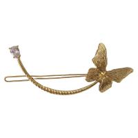 Hair Clip, Zinc Alloy, Butterfly, gold color plated, fashion jewelry & micro pave cubic zirconia & for woman, golden 