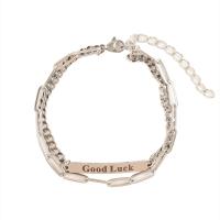 Stainless Steel Charm Bracelet, 201 Stainless Steel, Unisex & with letter pattern, original color Approx 6.3-8.2 Inch 