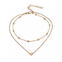 Zinc Alloy Necklace, Heart, plated, Double Layer & for woman 32cm,40cm 