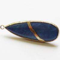 Agate Brass Pendants, with Brass, Teardrop, gold color plated, Unisex 