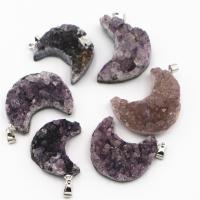 Amethyst Pendant February Birthstone , Moon, Unisex, purple, 35-30x30-20x15-8mm 