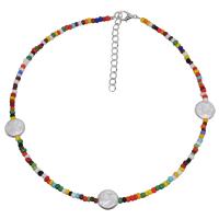 Glass Seed Beads Necklace, Seedbead, with Glass Pearl & Zinc Alloy, with 1.96inch extender chain, fashion jewelry & for woman Approx 13.7 Inch 