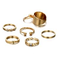 Zinc Alloy Ring Set, gold color plated, 6 pieces & for woman & with rhinestone, 18mm,16mm,16.6mm,17.8mm 