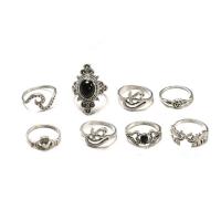 Zink-Legierung Ring Set, Zinklegierung, Platinfarbe platiniert, 13 Stück & für Frau, 18mm,16.5mm, verkauft von setzen