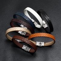 PU Leather Cord Bracelets, with 304 Stainless Steel, fashion jewelry & Unisex Approx 8.46 Inch 