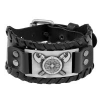 Cowhide Bracelet, with PU Leather & Iron & Zinc Alloy, plated, fashion jewelry & Unisex 
