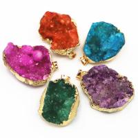 Ice Quartz Agate Pendants, with Brass, irregular, gold color plated, Unisex 30-40x25-35x10-25mm 