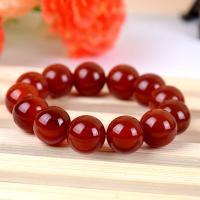 Red Agate Bracelets, Round, for woman, red, 14mm, Approx 