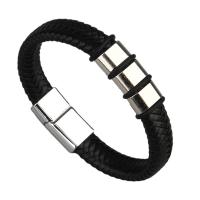 PU Leather Bracelet, with Zinc Alloy, plated, fashion jewelry & for man 12mm cm 