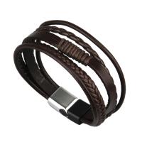 PU Leather Bracelet, plated, fashion jewelry & multilayer & for man cm 