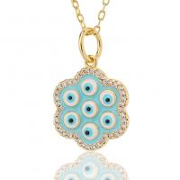 Evil Eye Jewelry Necklace, Brass, gold color plated & micro pave cubic zirconia & for woman & enamel Approx 17.7 Inch 