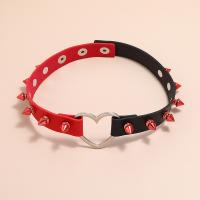 Fashion Choker Necklace, PU Leather, with ABS Plastic & Iron, fashion jewelry & for woman, two different colored, 19mm cm 