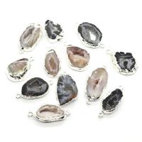 Ice Quartz Agate Pendants, with Brass, irregular, silver color plated, DIY & 1/1 loop 12x25- 