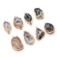 Ice Quartz Agate Pendants, with Brass, irregular, gold color plated, DIY & 1/1 loop 12x25- 